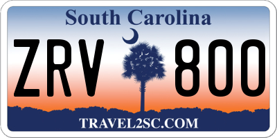 SC license plate ZRV800