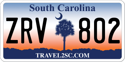 SC license plate ZRV802