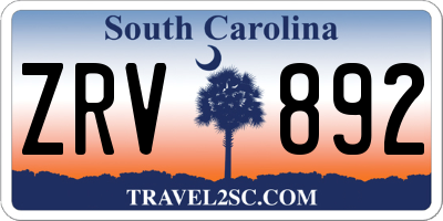 SC license plate ZRV892