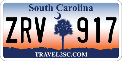 SC license plate ZRV917