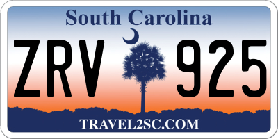 SC license plate ZRV925