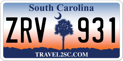 SC license plate ZRV931