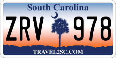 SC license plate ZRV978