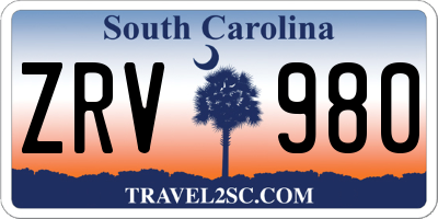 SC license plate ZRV980