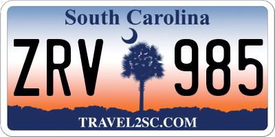 SC license plate ZRV985