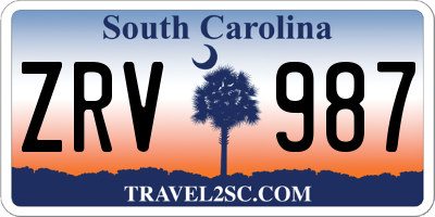 SC license plate ZRV987