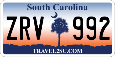 SC license plate ZRV992