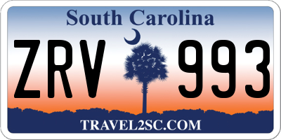 SC license plate ZRV993