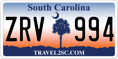 SC license plate ZRV994