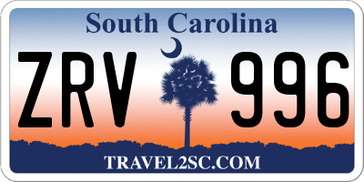 SC license plate ZRV996
