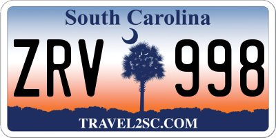 SC license plate ZRV998
