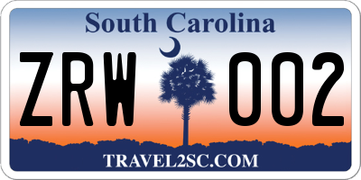 SC license plate ZRW002