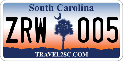 SC license plate ZRW005