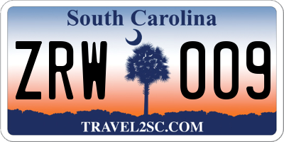 SC license plate ZRW009