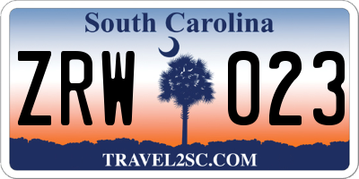 SC license plate ZRW023