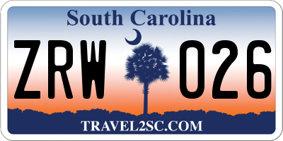 SC license plate ZRW026