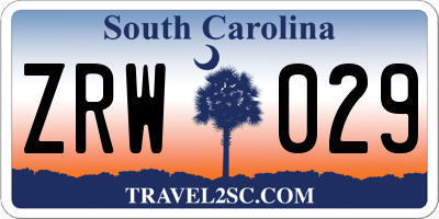 SC license plate ZRW029