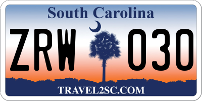 SC license plate ZRW030