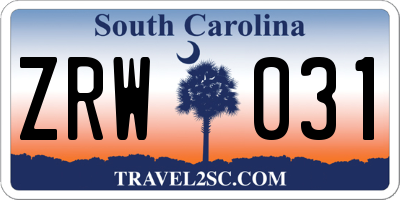 SC license plate ZRW031
