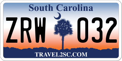 SC license plate ZRW032