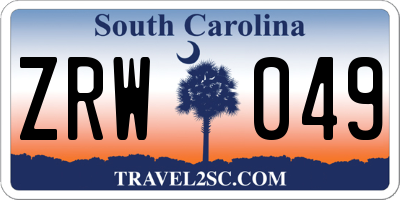 SC license plate ZRW049