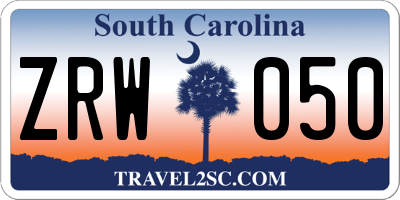 SC license plate ZRW050