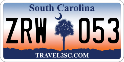 SC license plate ZRW053