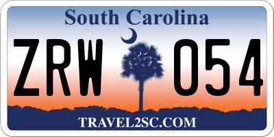 SC license plate ZRW054