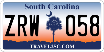 SC license plate ZRW058