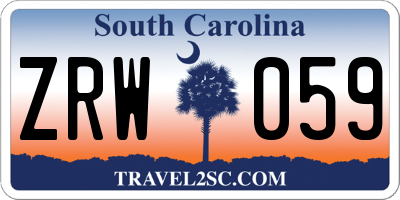 SC license plate ZRW059