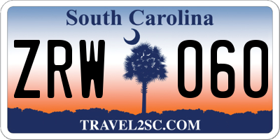 SC license plate ZRW060