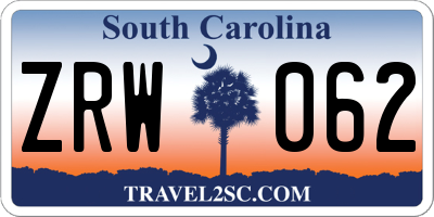 SC license plate ZRW062