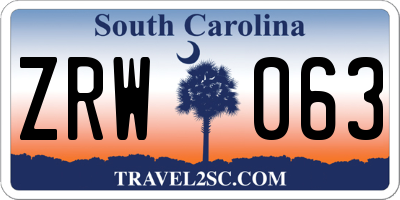 SC license plate ZRW063