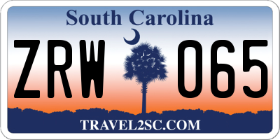 SC license plate ZRW065