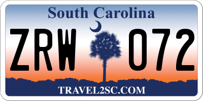 SC license plate ZRW072