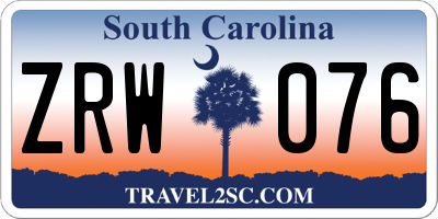 SC license plate ZRW076