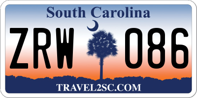 SC license plate ZRW086