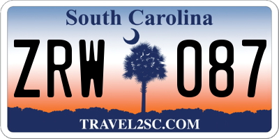SC license plate ZRW087