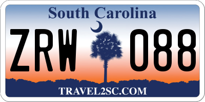 SC license plate ZRW088