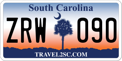 SC license plate ZRW090