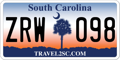 SC license plate ZRW098