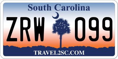 SC license plate ZRW099