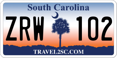 SC license plate ZRW102