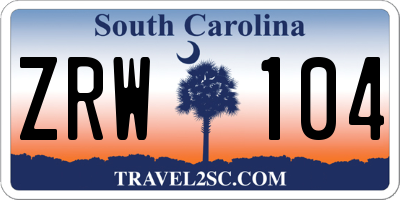 SC license plate ZRW104
