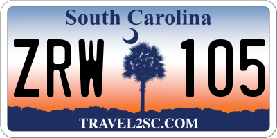 SC license plate ZRW105