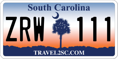 SC license plate ZRW111