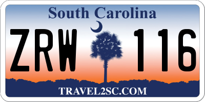 SC license plate ZRW116