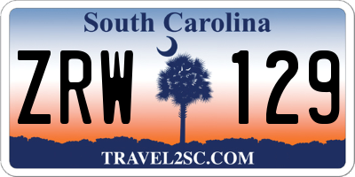 SC license plate ZRW129