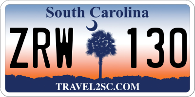 SC license plate ZRW130