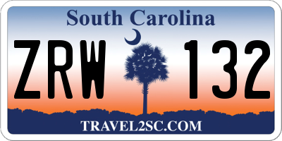SC license plate ZRW132